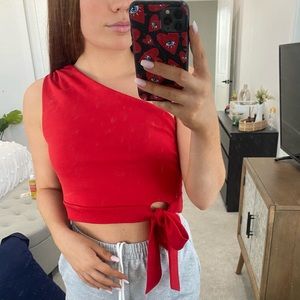 Red crop top